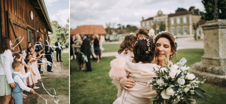 Une mariée et ses demoiselles d'honneur lors d'un mariage en France, capturées par le photographe Mont de Marsan.