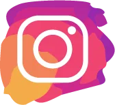 Logo Instagram élégant, blanc, sur fond doux rose et orangé, rappelant la magie d'un reportage photo de mariage naturel.
